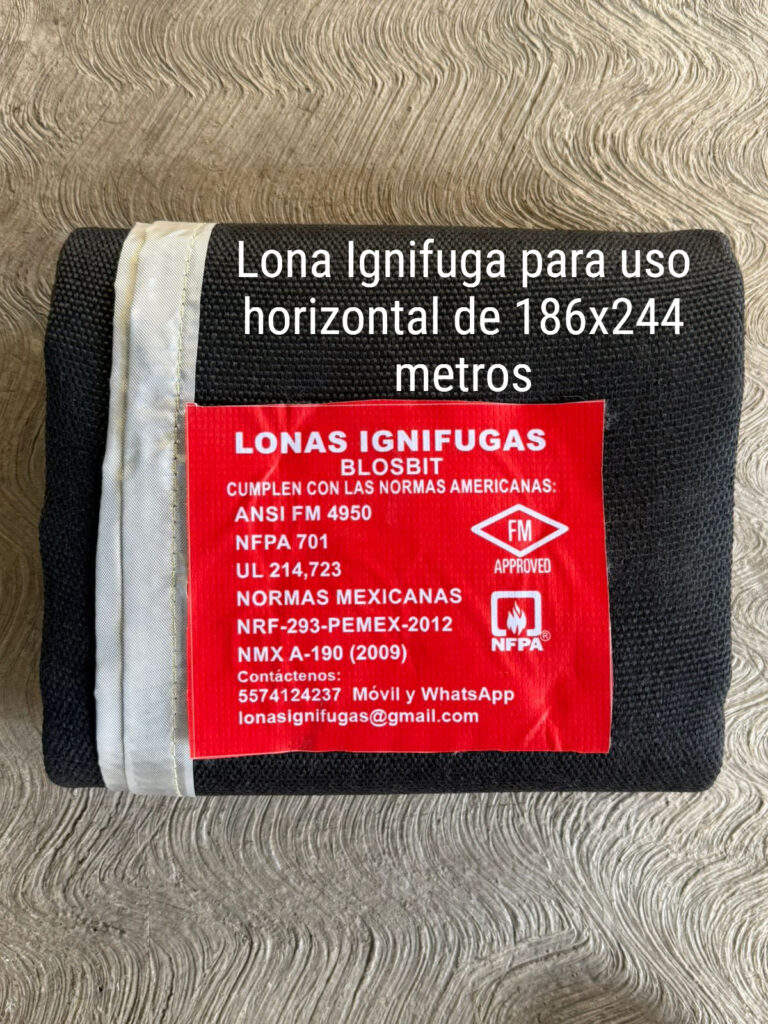 Lona Ignifuga Certificada uso horizontal de 1.86x2.44 metros