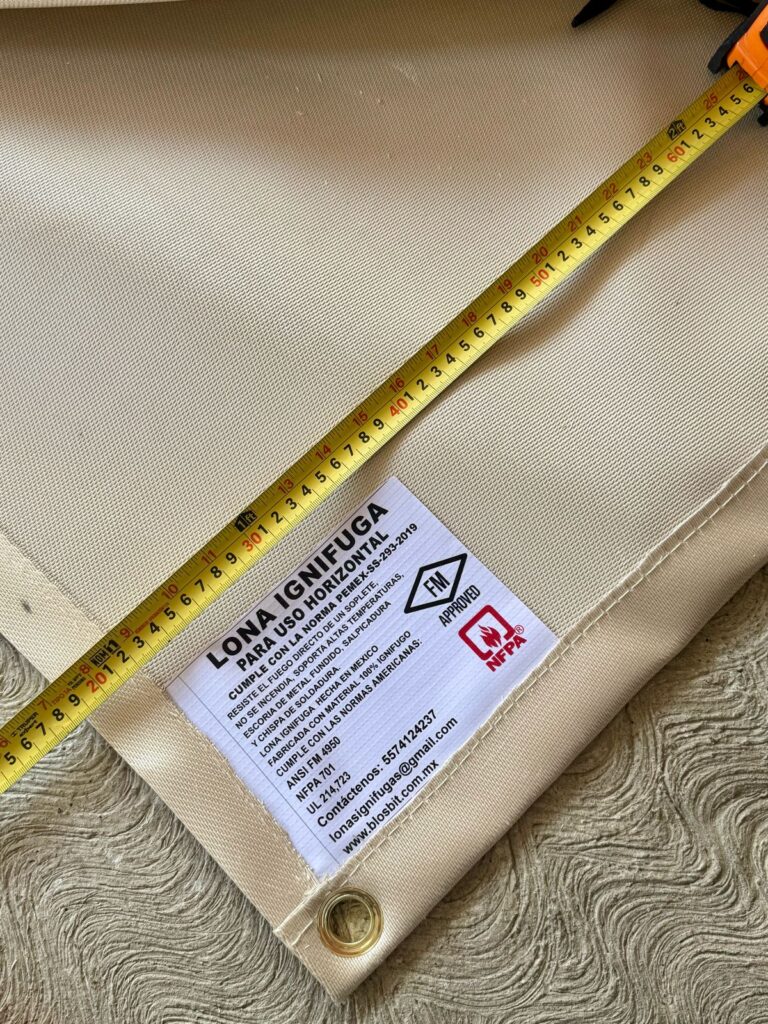 Lona Ignifuga resistente a altas temperaturas, hasta 1,200ºC, USO HORIZONTAL